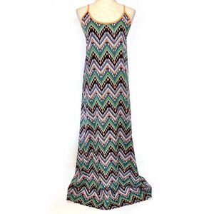 Strappy Back Chevron Maxi Dress Medium